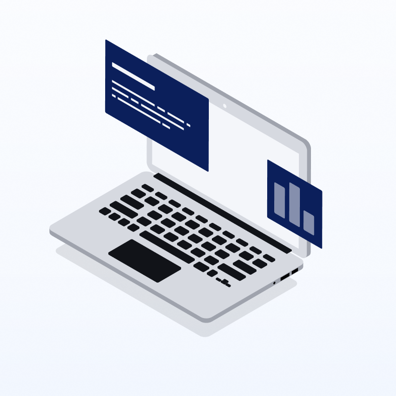 Laptop with AiraCMS dashboard illustration